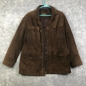 VTG Eddie Bauer Men's Seattle Suede Leather Brown Jacket Duster Coat No Size